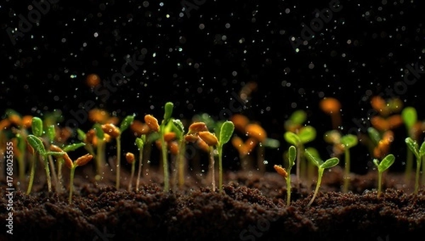 Fototapeta Tender shoots after seed germination