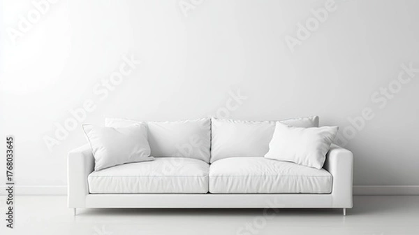 Fototapeta Minimalist White Sofa in Modern Room.