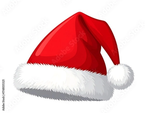 Fototapeta A festive head covering with red fabric and white fluffy trim