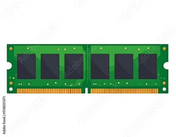 Fototapeta A graphic depicting a stick of computer RAM, isolated on white