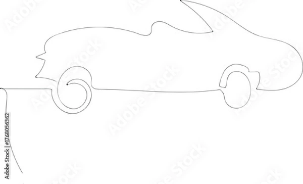 Fototapeta Minimalist one line car drawing vector illustration