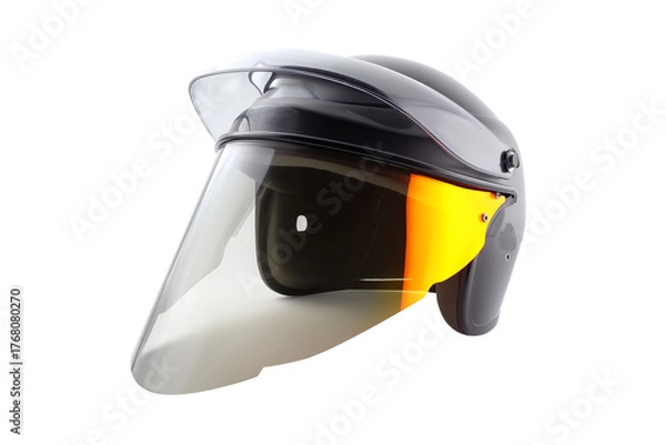Fototapeta Find safety helmet with visor for industrial work and personal protection on transparent background