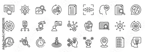 Fototapeta Context icon set collection outline. Icon pack contains context, background, situation, setting, scenario, frame, environment, perspective, circumstance, condition
