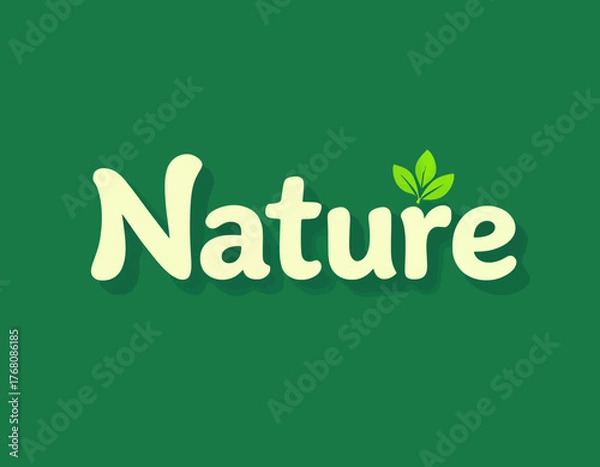 Fototapeta Nature logo design with leaf accent, minimalist green background, clean typography