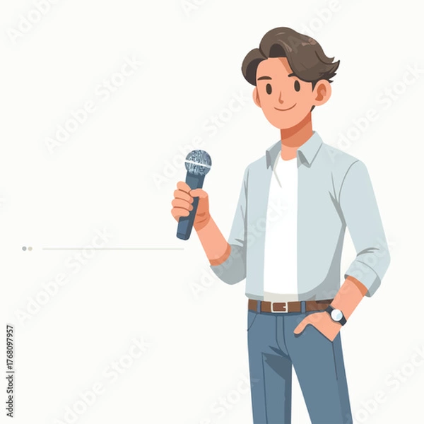 Obraz vector of young entrepreneur presenting using microphone