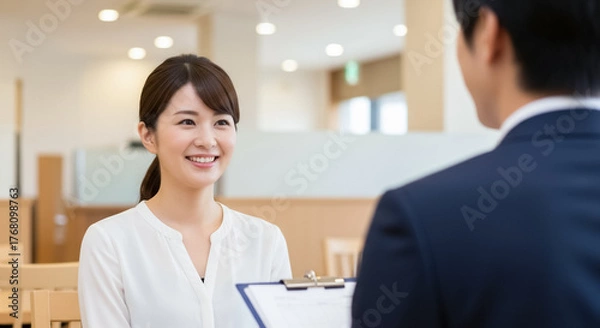 Obraz レストラン・飲食店の面接を受ける主婦の女性	