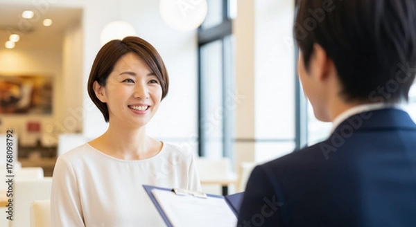 Obraz レストラン・飲食店の面接を受ける主婦の女性	