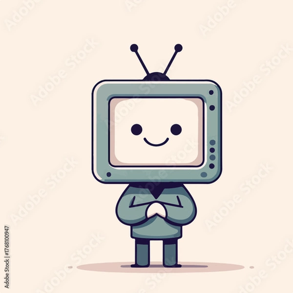 Obraz funny cartoon vector of person with television head