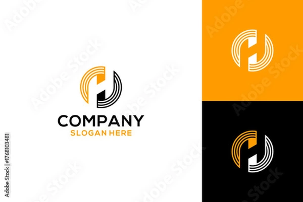 Fototapeta elegant modern letter H logo with simple striped vector design