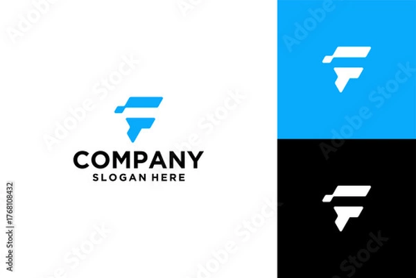 Fototapeta letter F logo tech design vector