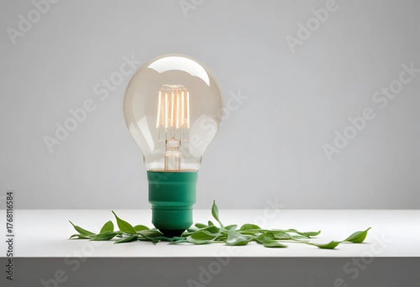 Fototapeta light bulb on green background