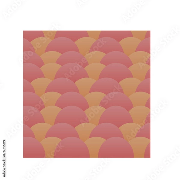 Obraz Seamless Geometric Pattern with Overlapping Scales in Dusty Rose and Tan Colors on a White Background