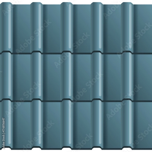 Obraz Seamless Pattern of Blue Gray Corrugated Roof Tiles with Vertical Ridges Minimalist Geometric Design Clean Lines Isolated on Transparent Background