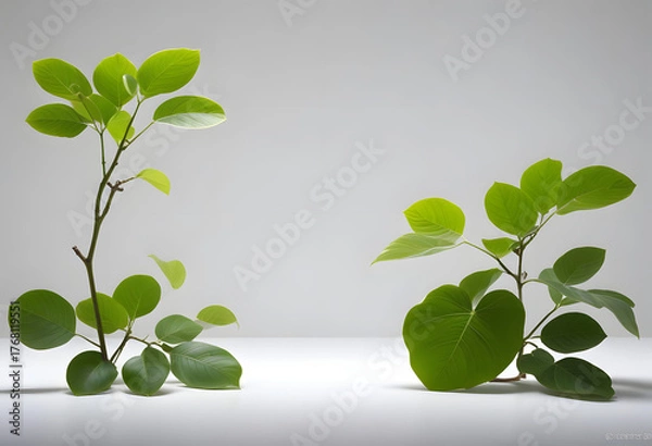 Fototapeta Small Bonsai Tree in White Pot on Gray Background