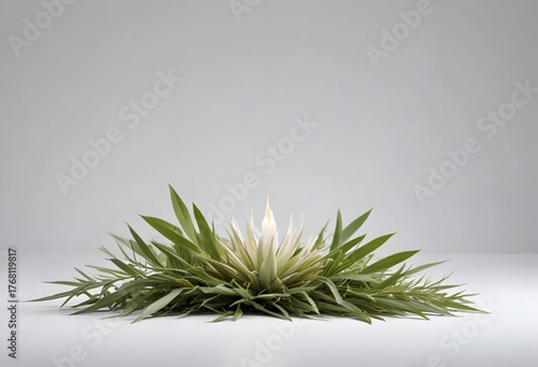 Fototapeta Small Bonsai Tree in White Pot on Gray Background