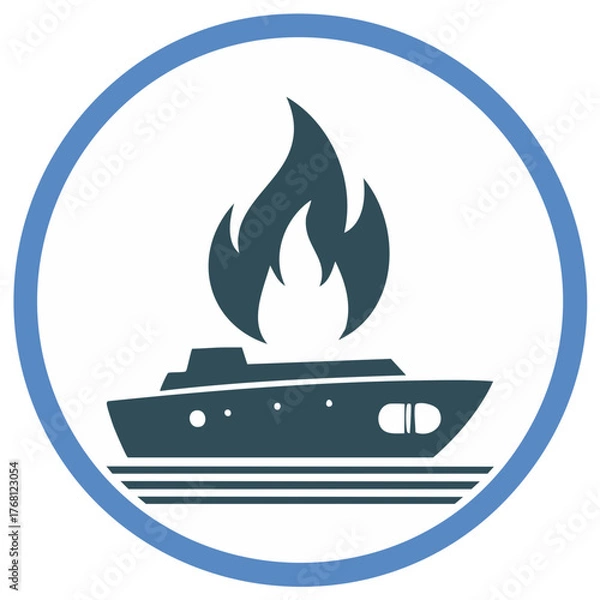 Fototapeta Boat Fire Accident and Emergency Vector Icon