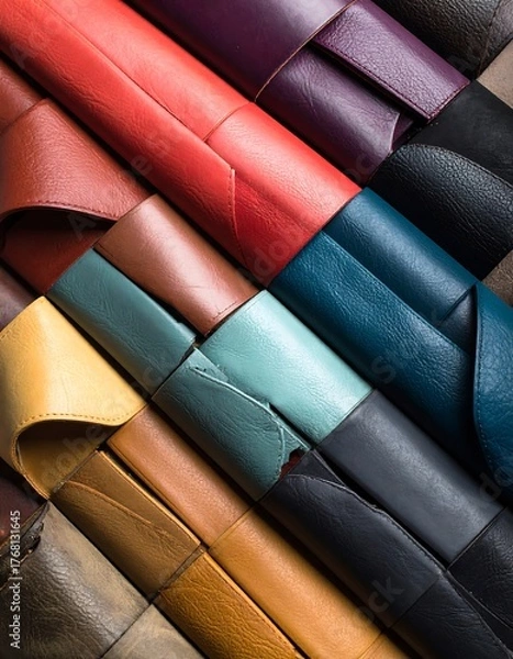 Fototapeta Leather swatches in various colors
