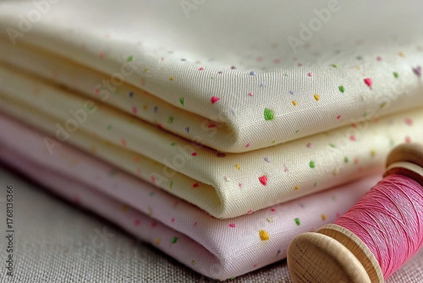 Obraz ドット柄の紙と布の背景イメージ