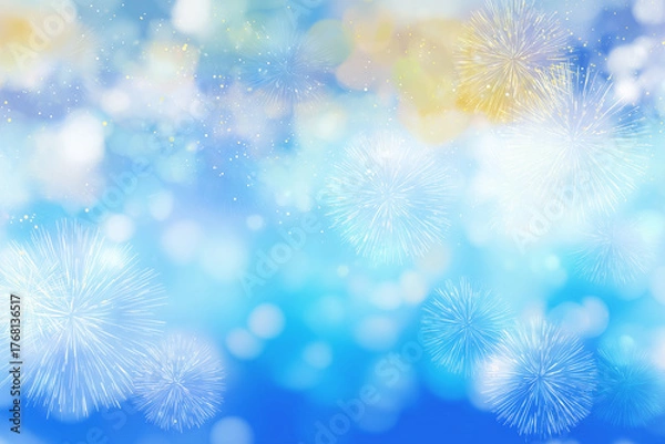 Obraz ブルーと金の抽象的な花火の背景イメージ