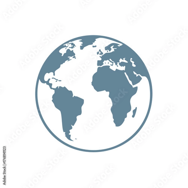 Fototapeta Minimalist flat design Earth globe icon representing global connectivity and geography