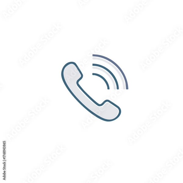 Fototapeta Phone Receiver with Sound Waves Icon for Communication and Connection Symbol
