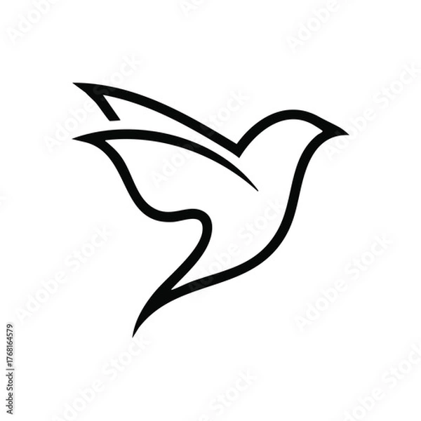 Fototapeta Minimalist Line Drawing of a Hummingbird in Flight with Elegant Curves and Dynamic Motion