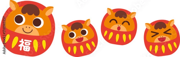 Obraz 親子の馬のだるま