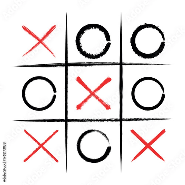 Fototapeta Hand-drawn tic tac toe game grid showing xs and os near victory