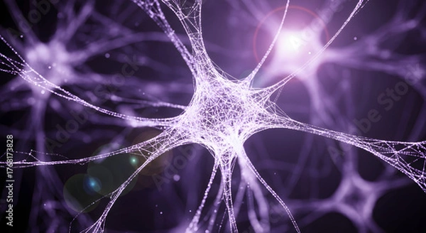 Fototapeta Neural Network Light Vol. 23 – Abstract AI Synapse Connection Background