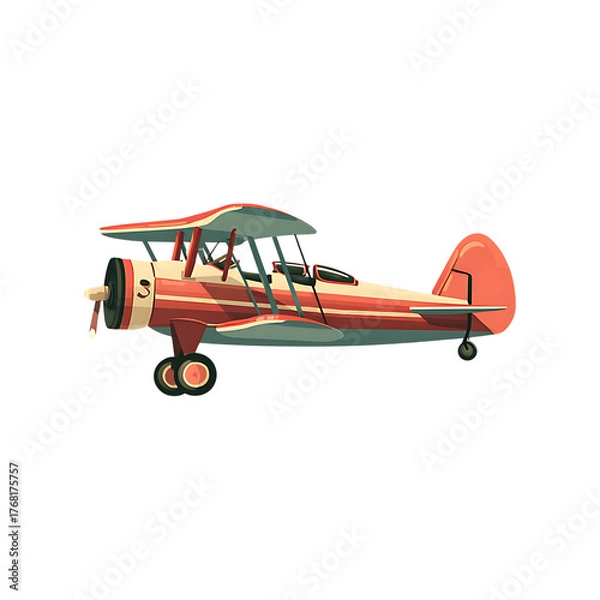 Fototapeta of red and cream biplane on transparent background