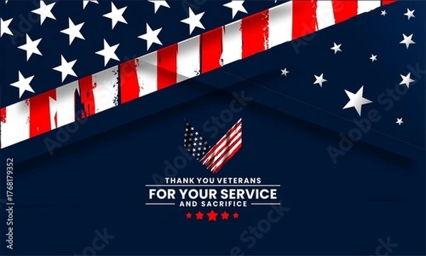 Fototapeta   thank you veterans for your service and sacrifice design concept 
,templates for poster, cover, banner, social media