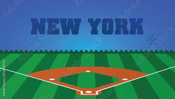 Fototapeta BOSTON Drawings Of City Names, USA Baseball green field, Vector Illustration Abstract Editable image, Social Media and web Post