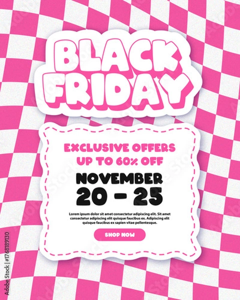 Fototapeta Black Friday sale banner with retro style