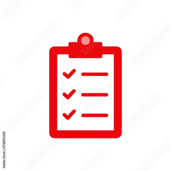Obraz Red checklist icon on transparent background