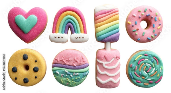 Fototapeta Colorful Collection of Isolated Sweet Treats on Transparent Background for Creative Use