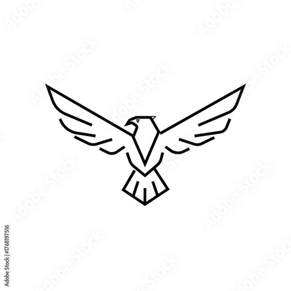 Obraz Eagle Bird Icon – Minimal Line Vector with Outstretched Wings