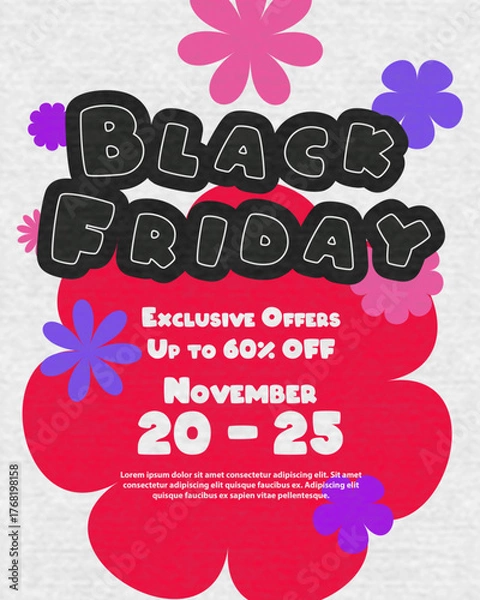 Fototapeta Black Friday sale banner with retro style
