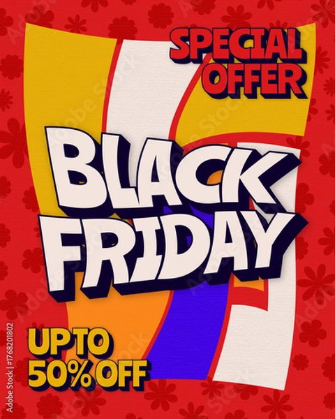 Fototapeta Black Friday sale banner with retro style