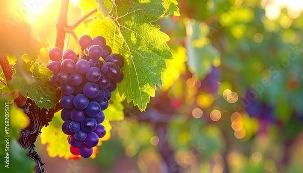 Obraz Sunlit grapes on vine