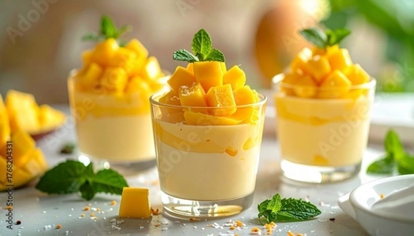 Fototapeta Mango Coconut Pudding