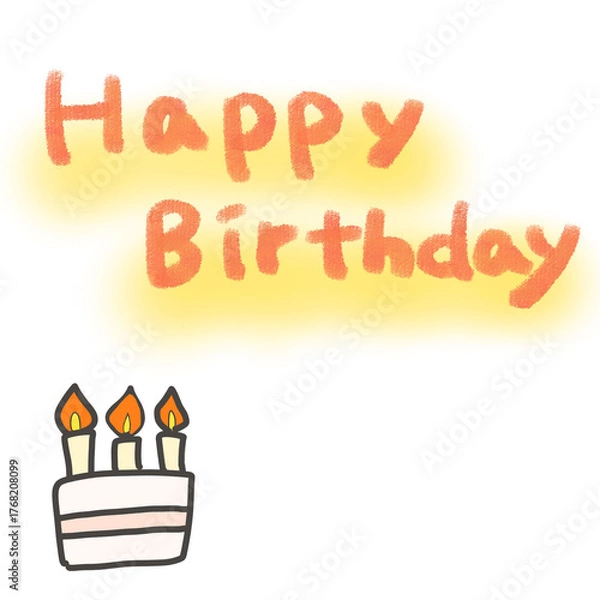 Fototapeta 手描きの誕生日イラストメッセージ