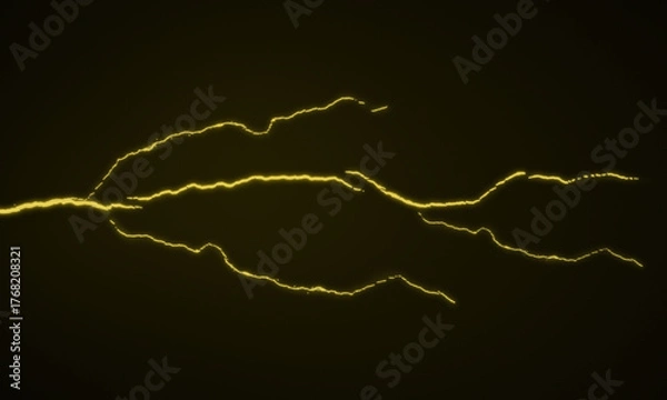 Fototapeta A bright yellow lightning bolt strikes across a dark background