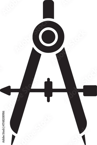 Fototapeta Geometric Compass Silhouette: Architectural Draft Tool for Accurate Circle Creation