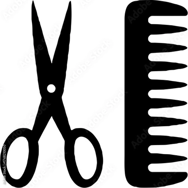 Obraz Icon set of scissors and comb