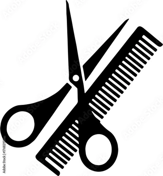 Obraz White and black scissors and comb
