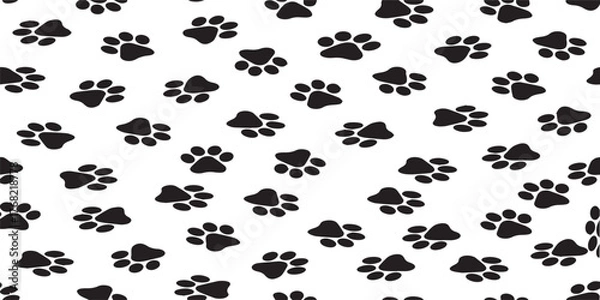 Fototapeta Simple Black and White Seamless Dog Paw Print Pattern Background