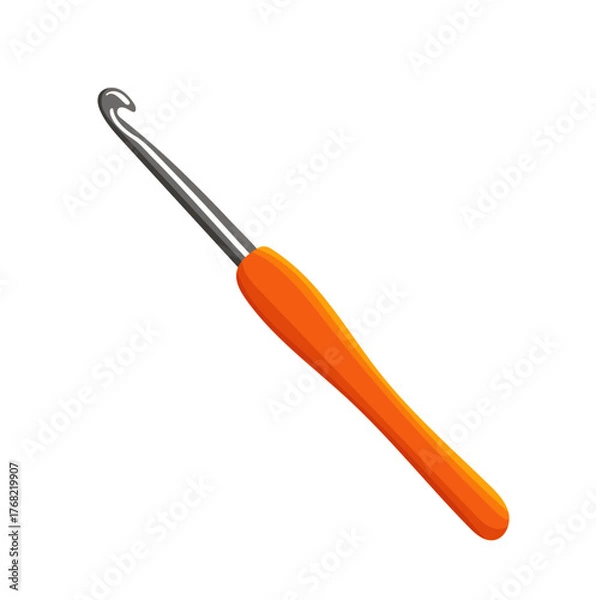 Obraz Orange Crochet Hook Illustration Isolated on White Background
