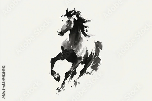 Obraz 墨絵の馬のイラスト