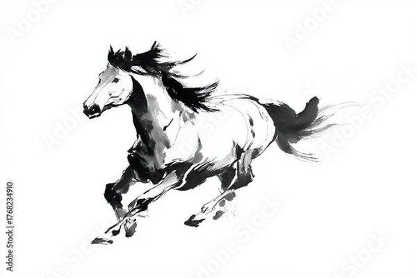 Obraz 水墨で表現された馬