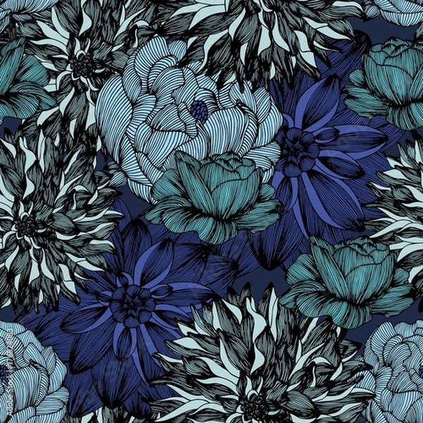Fototapeta Vector seamless pattern with complex detailed colors. Hand drawing
